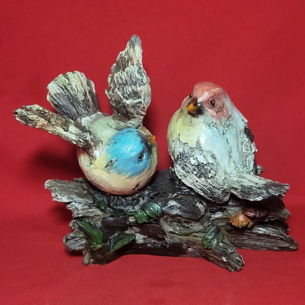 VTG Love Birds on a Log Figurine Home Decor Indoor Outdoor